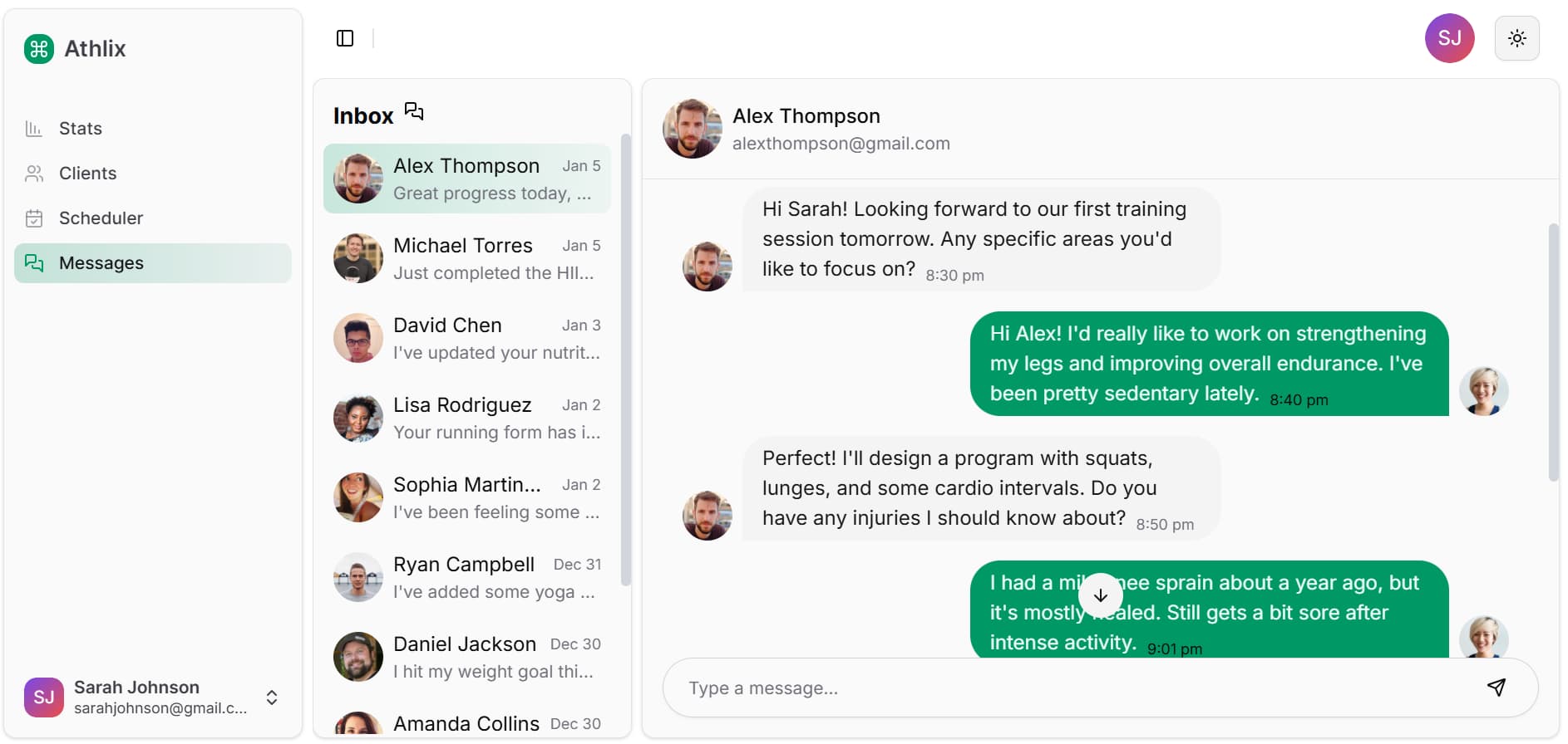 Real-time chat interface