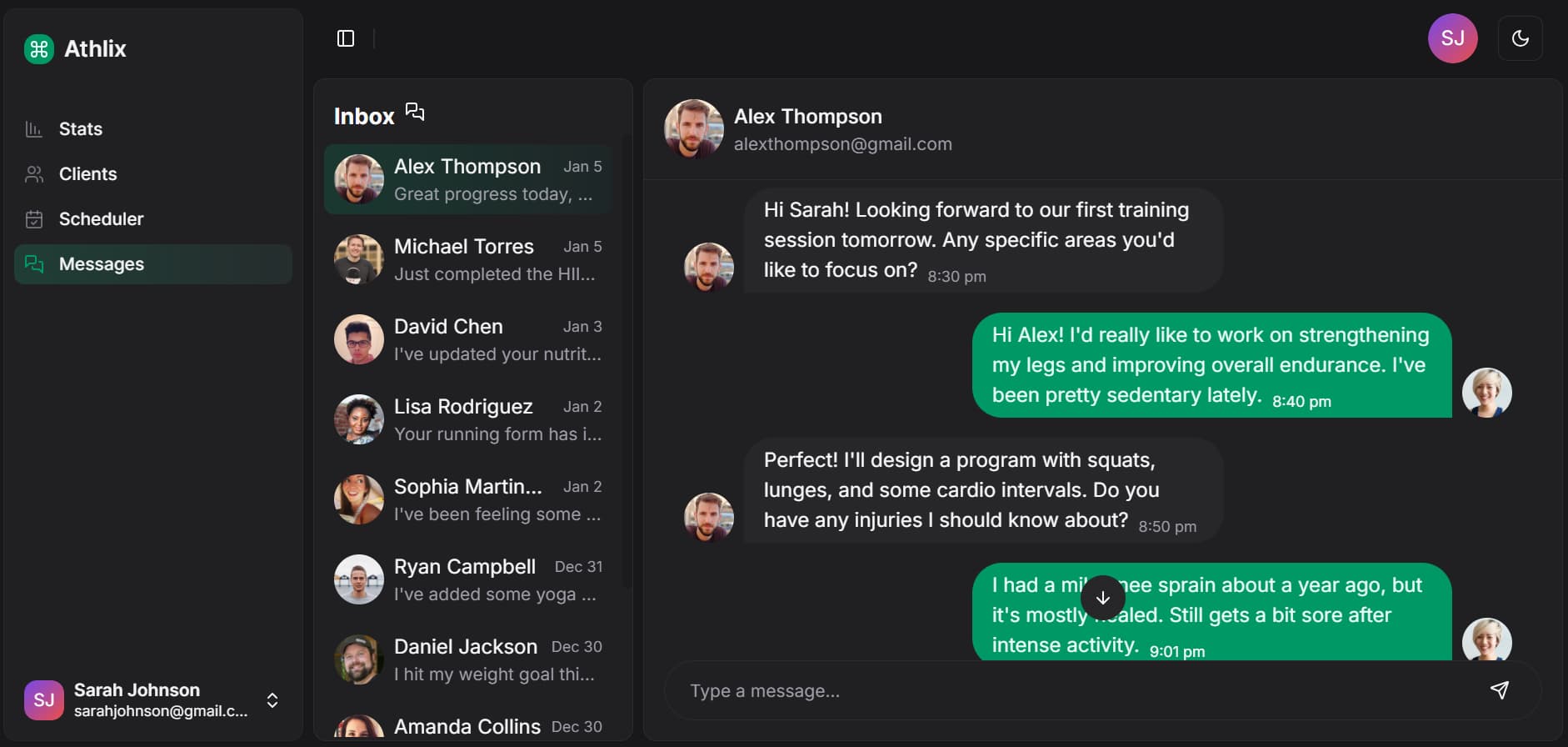 Real-time chat interface