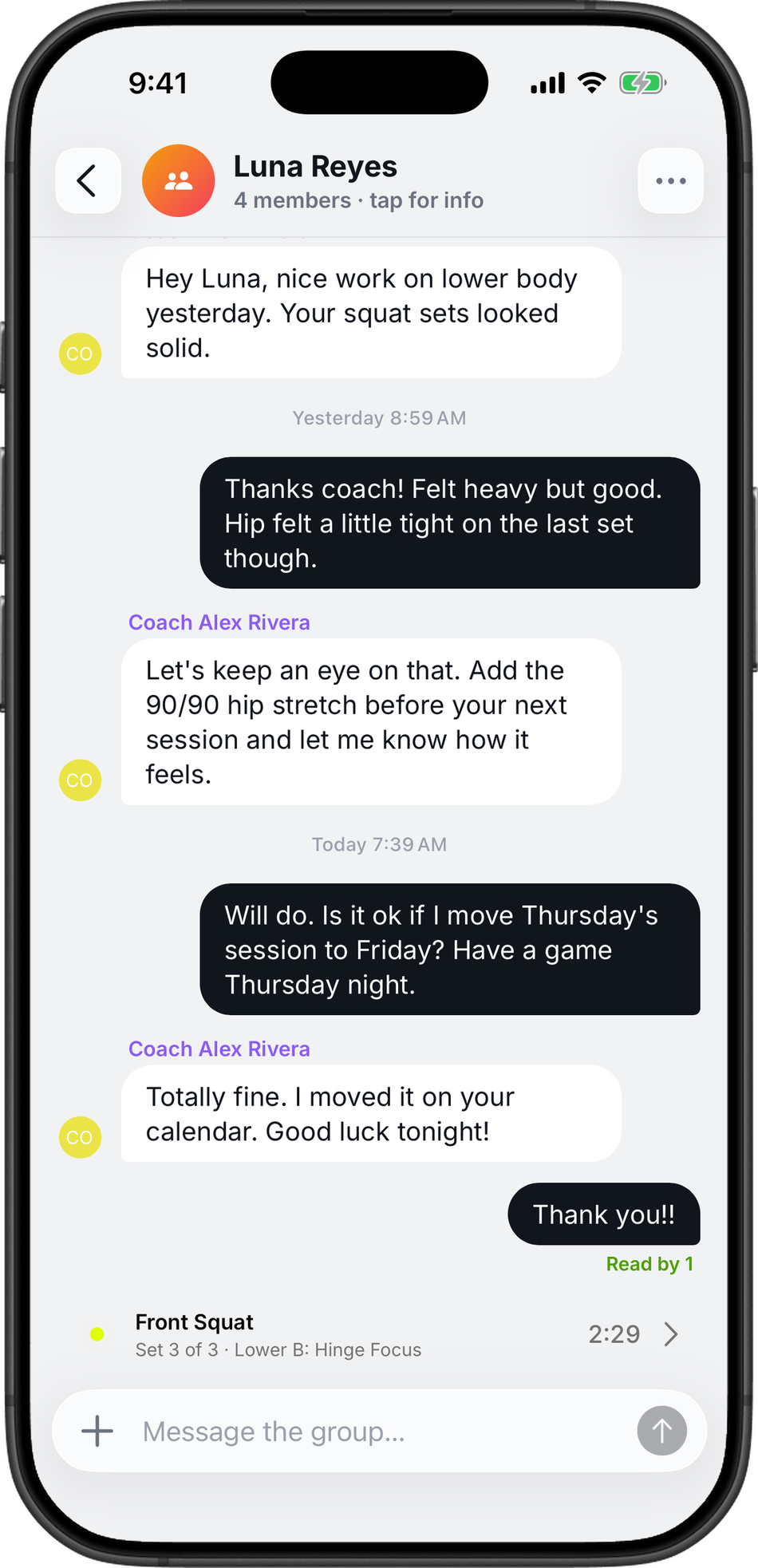 Athlix schools messaging app screen